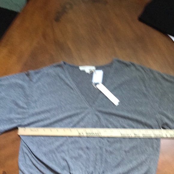 NWT dark heather grey Love Stitch tie blouse - Picture 4 of 5